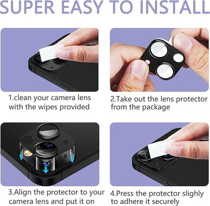 2 Pack Camera Lens Protector for iPhone 15 / iPhone 15 Plus,[Not Easy to Breakn ] AR Tempered Glass Strong Adsorption Metal Camera Cover Screen-Light blue