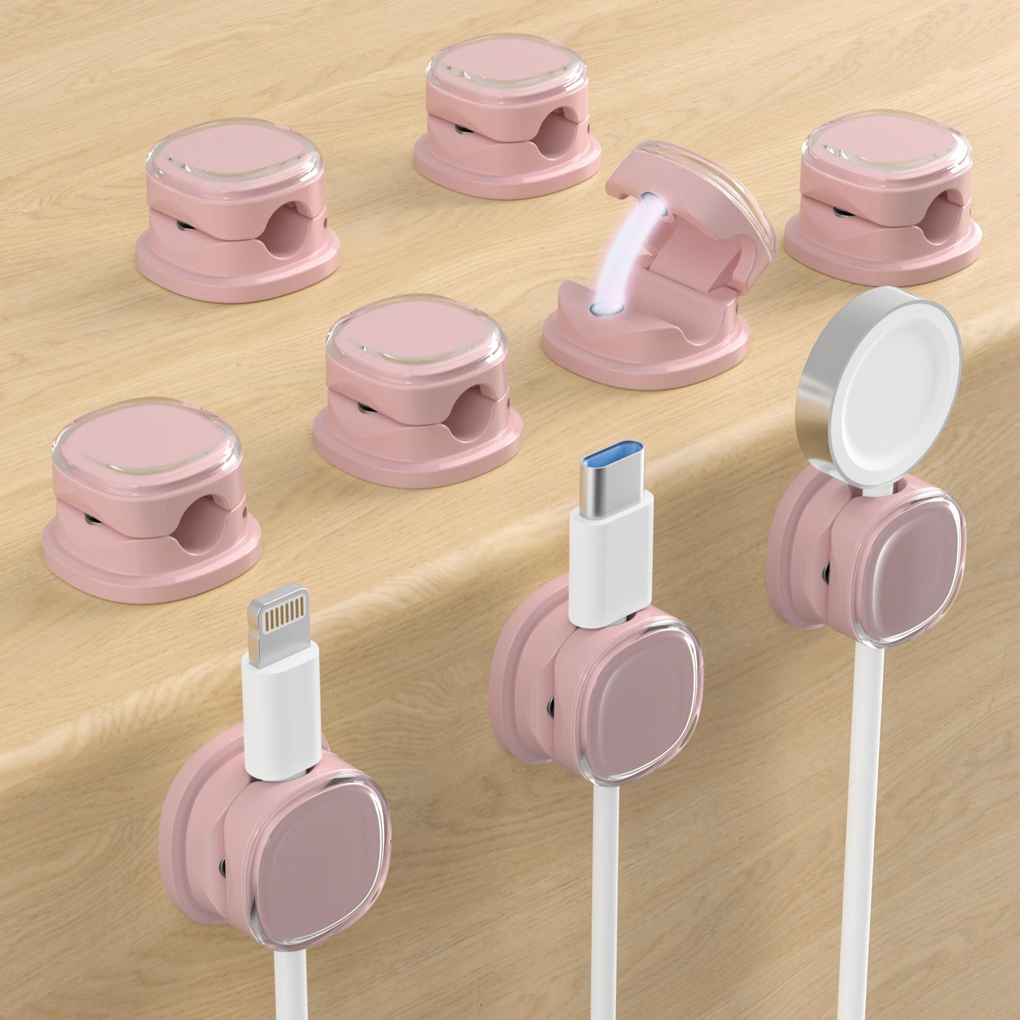 Magnetic Cable Clips, Adjustable Cord Holder Management, Adhesive Wire Keeper Organizer for Home Office Desk Phone PC Car Wall Desktop Nightstand Appliance (9-PCS Purple)
