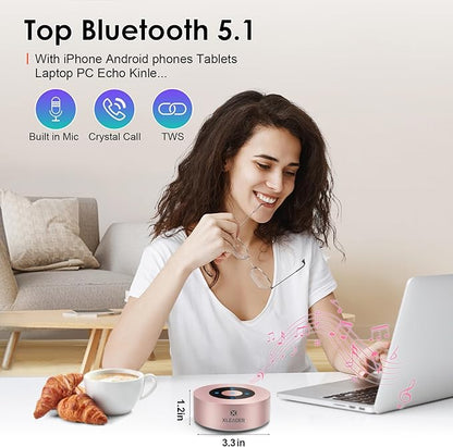 XLEADER Mini Bluetooth Speaker (Gift Box Packed) Portable Speakers Bluetooth Wireless with Micro SD/Mic/Aux Input, Touch Screen, 12H Playtime, Cute Pink Small Speaker for iPhone Laptop Shower Office