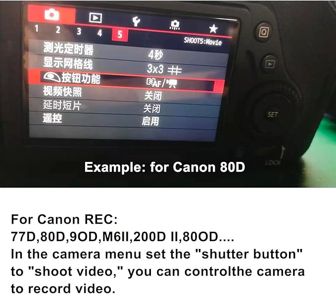 RS-60E3/RR100 for Canon/Fuji Remote Camera Cable Small Shutter Release Control 11.8inches Cable Remote Wired Button R100 R6 R8 R10 80D XT2/3/4/5 XH2S GFX100/S GFX50/S/II (RC301-2.5/E3 11.8in)