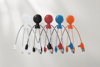 Multi USB Cable 4 in 1 - Universal Charger Made from Recycled Plastic - USB, USB-C, Lighting, Micro USB Ports - Compatible with All Smartphones Mr Bio Blue Octopus (Orange)