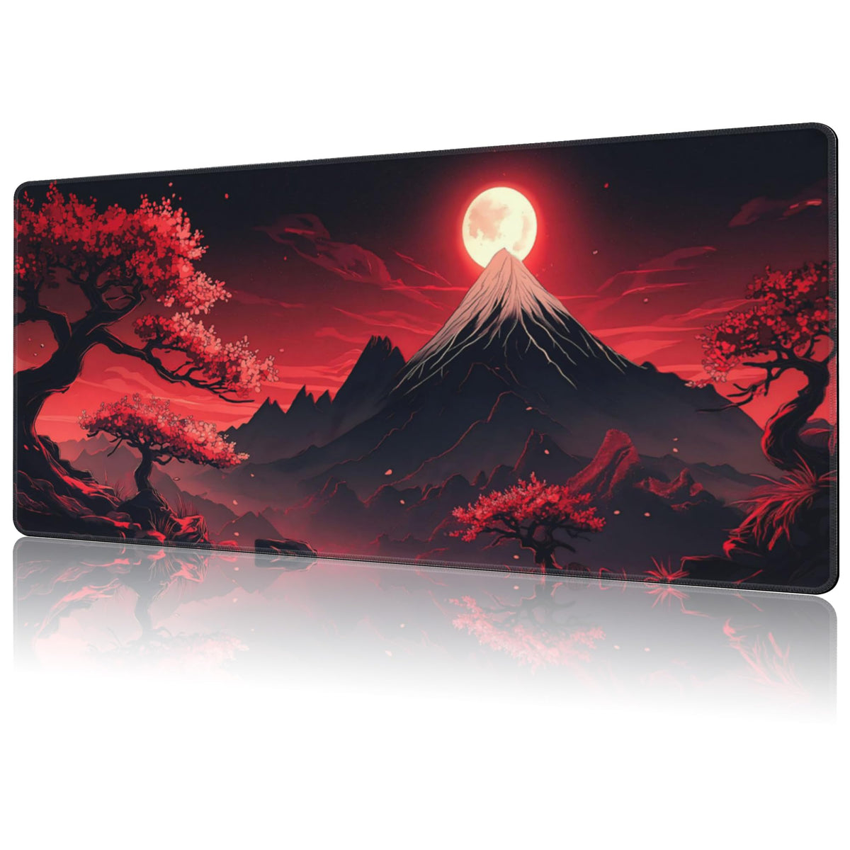 NIYLYNSYN Mouse Pad Large Wave in The Night Sky Non-Slip Game Desk Mat with Stitched Edge Laptop Keyboard Desk Pad for Work Home Gaming (35.4 x 15.7 Inches)