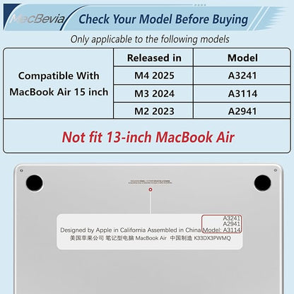 Compatible with MacBook Air 15 inch Case, M4 A3241/M3 A3114/M2 A2941 (Released 2025 to 2023), Hard Shell, Keyboard Cover, Screen Protector, Webcam Cover & Type-C Adapter, ColorfulFlowers