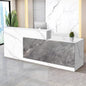Reception Desk with Counter Modern Checkout Counter with Lockable Drawer Keyboard Tray Receptionist Desk for Office Salon Reception Table F Right 59inch/150cm