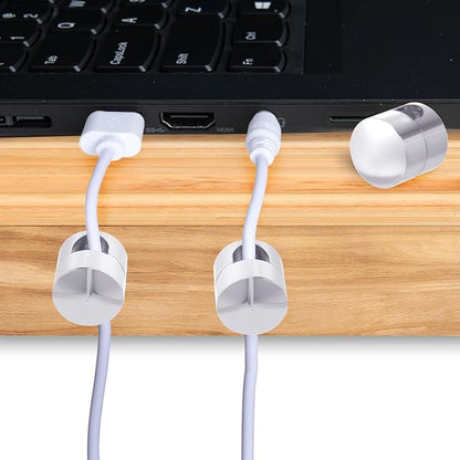 SmallCat 5 Sets Charger Holders for Cords, Silver Adjustable Cable Anchor Holders, Adhesive Metal Cord Clips, Cable Management Wire Organizers for Desk, Office, Nightstand