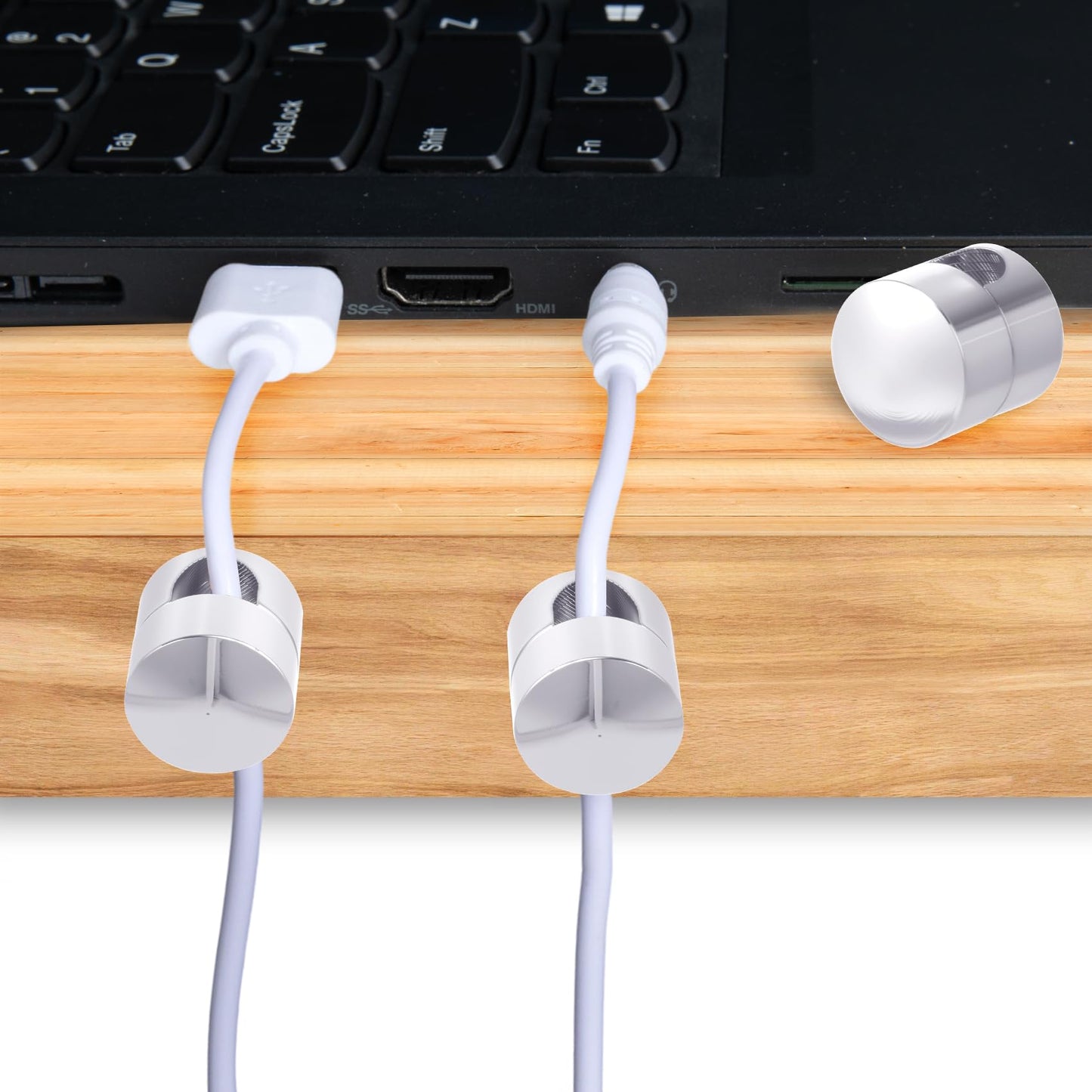 SmallCat 5 Sets Charger Holders for Cords, Silver Adjustable Cable Anchor Holders, Adhesive Metal Cord Clips, Cable Management Wire Organizers for Desk, Office, Nightstand