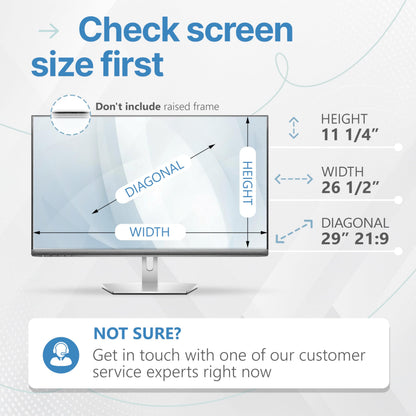 VINTEZ 29 Inch 21:9 Privacy Screen for Computer Monitor and Laptop - Anti Glare Protector Film Blue Light Filter Eye Protection - Computer Screen Privacy Shield, [1 Pack]