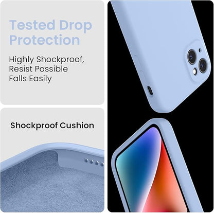 FireNova Designed for iPhone 13 Case, Silicone Upgraded [Camera Protection] Phone Case with [2 Screen Protectors], Soft Anti-Scratch Microfiber Lining Inside, 6.1 inch, Light Blue