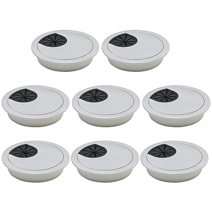 Desk Grommet 2-3/8" (60 mm), Desk Cord Hole Cover, Cable Grommet ABS Plastic, Desk Hole Grommet for Office and Home Table Cable, Detachable Cable Cord Organizer (Silver Sand 8 Pcs)
