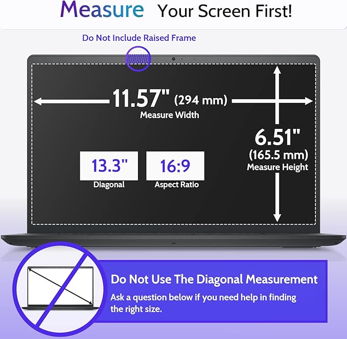 3 Pcs 13.3 Inch Anti Blue Light Screen Protector Compatible With Lenovo Hp Dell Acer Asus Samsung etc Laptop-16:9 Aspect, 13" Computer Monitor Glare Filter Uv Blocker Shield Cover Eye Protection Film