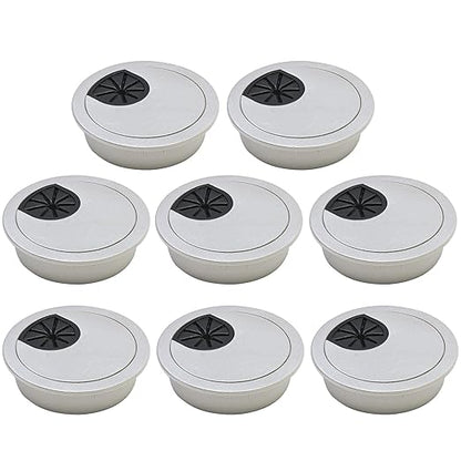 Desk Grommet 2-1/16" (53 mm), Desk Cord Hole Cover, Cable Grommet ABS Plastic, Desk Hole Grommet for Office and Home Table Cable, Detachable Cable Cord Organizer (Silver Sand 8 Pcs)