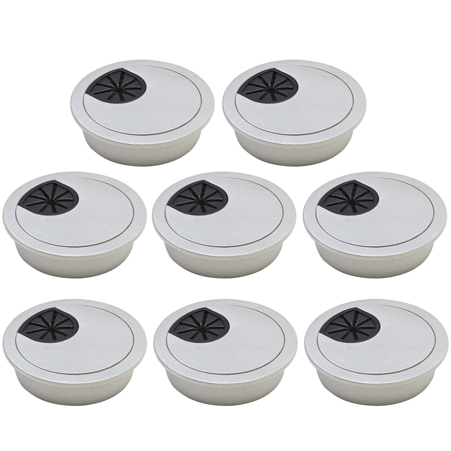 BOPOREAE Desk Grommet 2" (50 mm), Desk Cord Hole Cover, Cable Grommet ABS Plastic, Desk Hole Grommet for Office and Home Table Cable, Detachable Cable Cord Organizer (Silver Sand 8 Pcs)