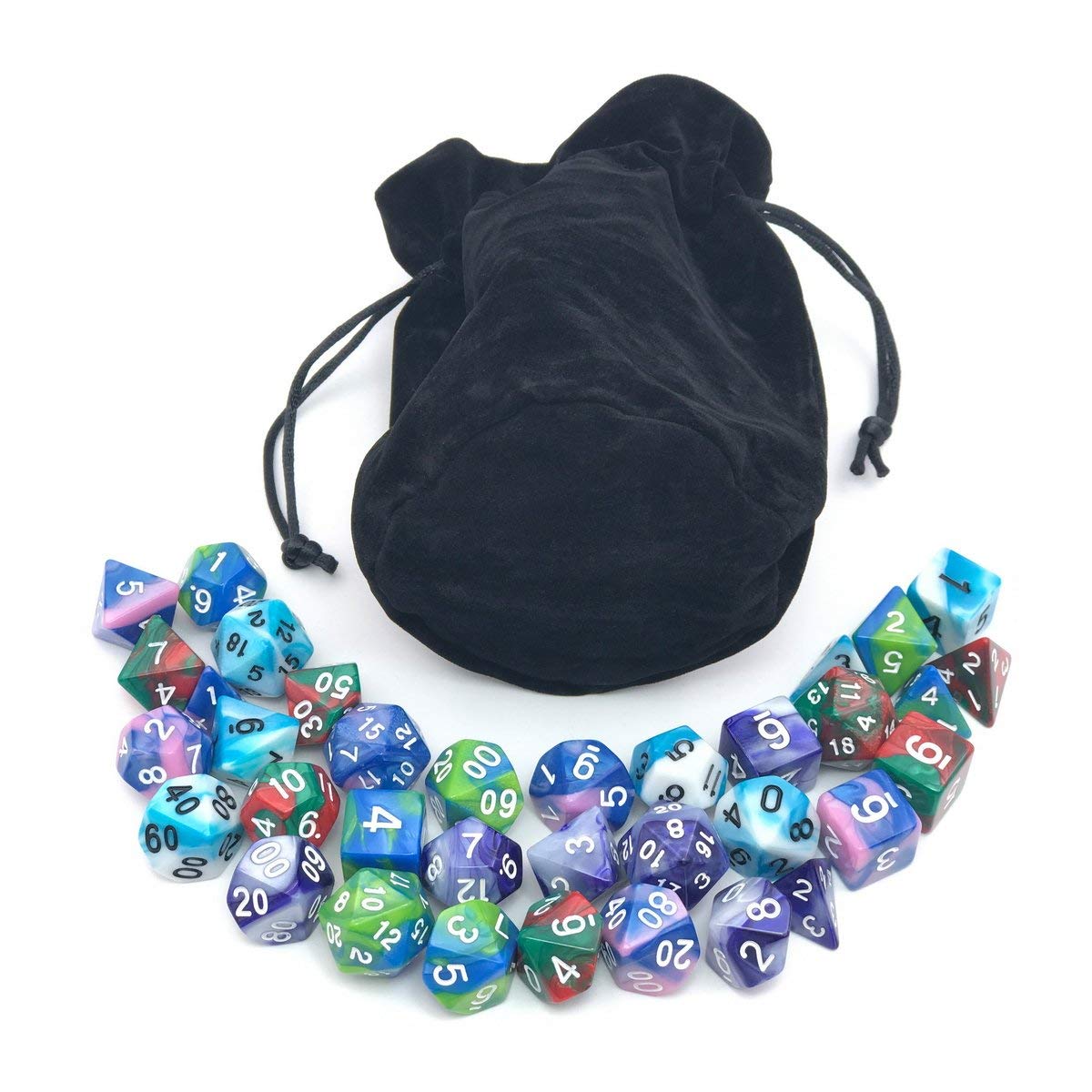 Dice Set for Dungeons&Dragons, DND, RPG Games, Polyhedral Dice Set, Assorted Dice Set, 35 Total, 5 Sets with Drawstring dice Pouch