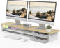 Fenge Monitor Stand, Dual Monitor Riser, 42.5inch Large Desk Computer Monitor Stand Riser with Drawer, 2 Tier Wood & Acrylic Desktop Organizer for Computer, Laptop, Printer, TV Screen Riser