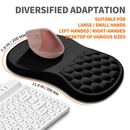 Armanza Ergonomic Joint Wrist Support Mouse Pad with Memory Foam Cushion Massage Bump, Carpal Tunnel Pain Relief Mousepad Slope Design for Wrist Rest, 11.8x7.9 in, Black