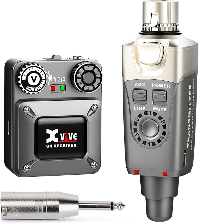 Xvive U4 Wireless in-Ear Monitor System Transmitter and Beltpack Receiver Personal IEM for Studio, Band Rehearsal,Live Performance