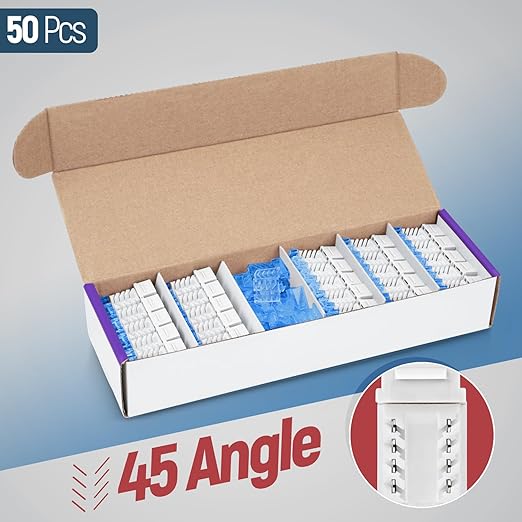 Everest 45° Angled RJ45 Cat5e Keystone Jacks 50-Pack in White - Slim Profile Female RJ45 Connectors - Cat 5e Keystone Jack - Compatible with 45° Angled Speed Termination Tool - 45Term (B0BL3GS7ZY)