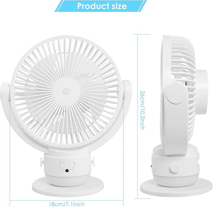 OGZ Portable Fan for Travel Wireless with Remote Timer, 7 Inch Small Desk Fan with LED Night Light 90° Oscillation, Rechargeable USB Fan for Cruise Bed Beside Sleeping Camping Tent