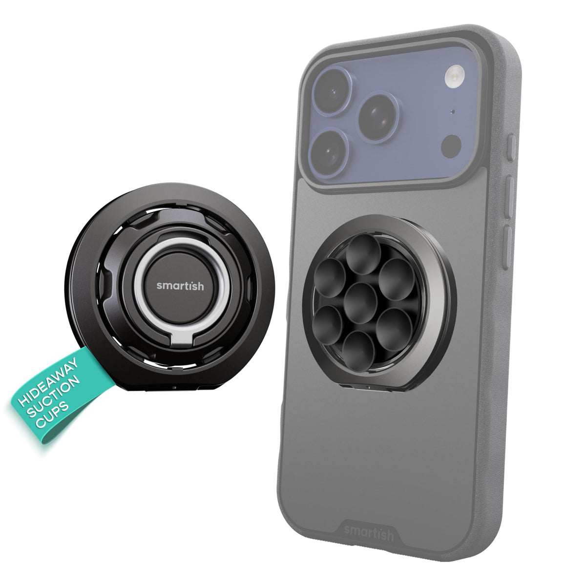 Smartish MagSafe Suction Mount, WallFlower, Phone Grip Ring Holder, Black