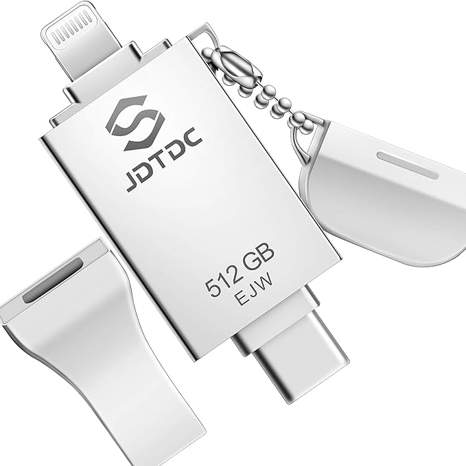 JSL JDTDC 512GB Apple MFi Certified iPhone-Photo-Stick USB C for iPhone 16/15, 3 in 1 USB3.0 iOS-Flash-Drive-for-iPhone Memory-Stick Thumb Drive iPhone Backup Memory Stick for iPhone iPad Android PC