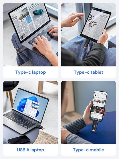SD Card Reader, Dockteck USB 3.0 Card Reader to Micro SD Card Adapter, 5G SD Memory Card Reader, USB A - C Adapter, Dual-Slot Card Reader for UHS-I SD/Micro SD/SDHC/SDXC/MMC, Support OTG for Plug&Play