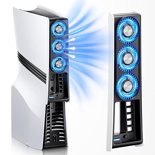 Cooling Fan for PS5 Pro, Compatible with PlayStation 5 Pro Console, High Efficiency PS5 Pro Fan Cooler Station (White-p5 pro)