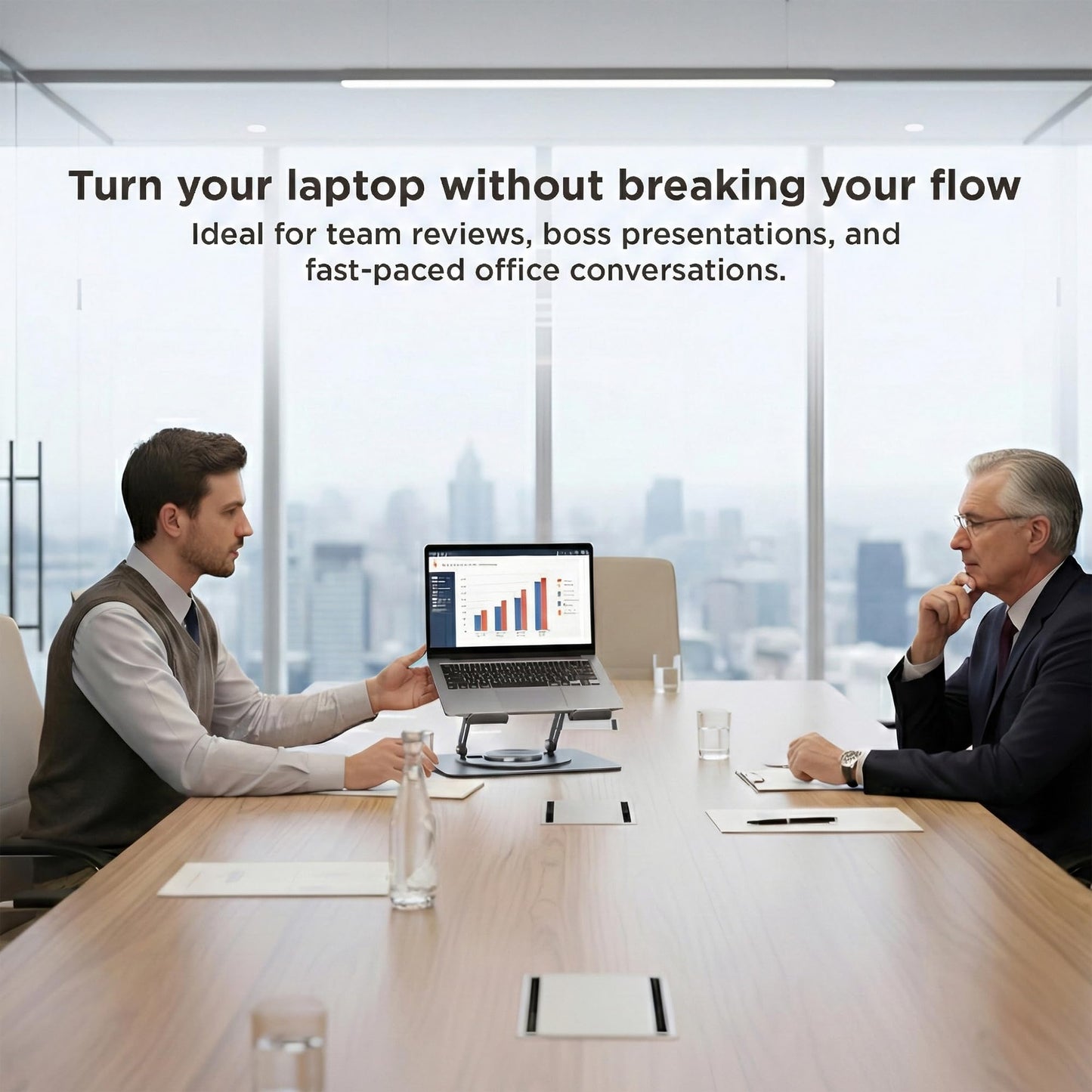 Uncaged Ergonomics Swivel Laptop Stand for Desk, Adjustable Computer iPad Stand for Desk w/ 360 Rotation, Portable Laptop Holder for Home Office Ergonomic Supplies (Space Gray)