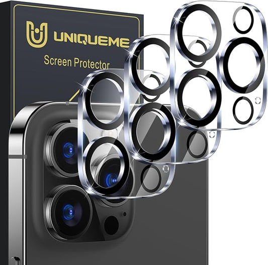 UniqueMe 𝑵𝑬𝑾 𝟮𝟬𝟮𝟮 [ 3 Pack] Compatible with iPhone 12 Pro Max 6.7" Camera Lens Protector Tempered Glass,[Case Friendly][Scratch-Resistant][Does Not Affect Night Shots] -Black Circle
