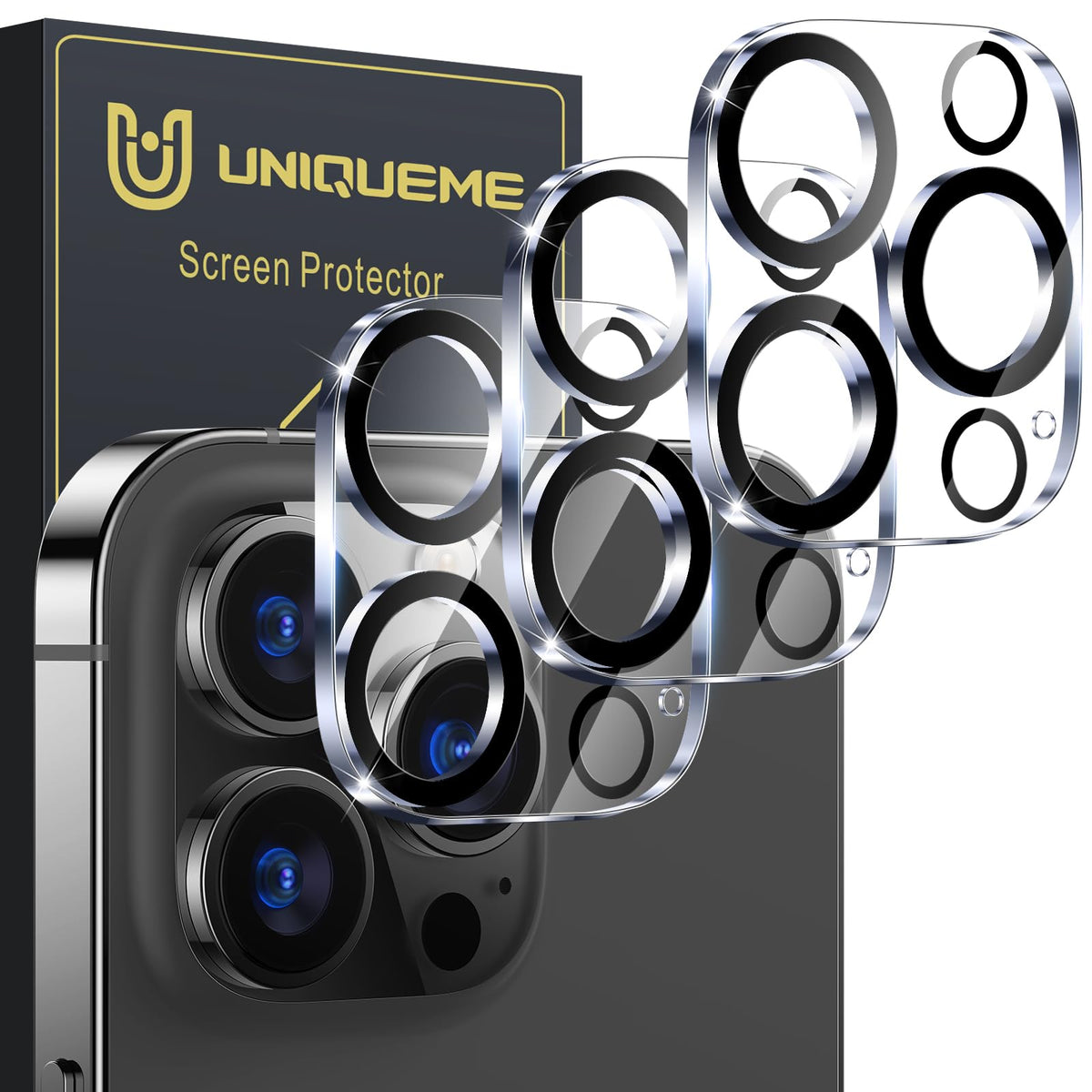 UniqueMe for iPhone 13 6.1"/13 Mini 5.4" Camera Lens Protector-Black Circle