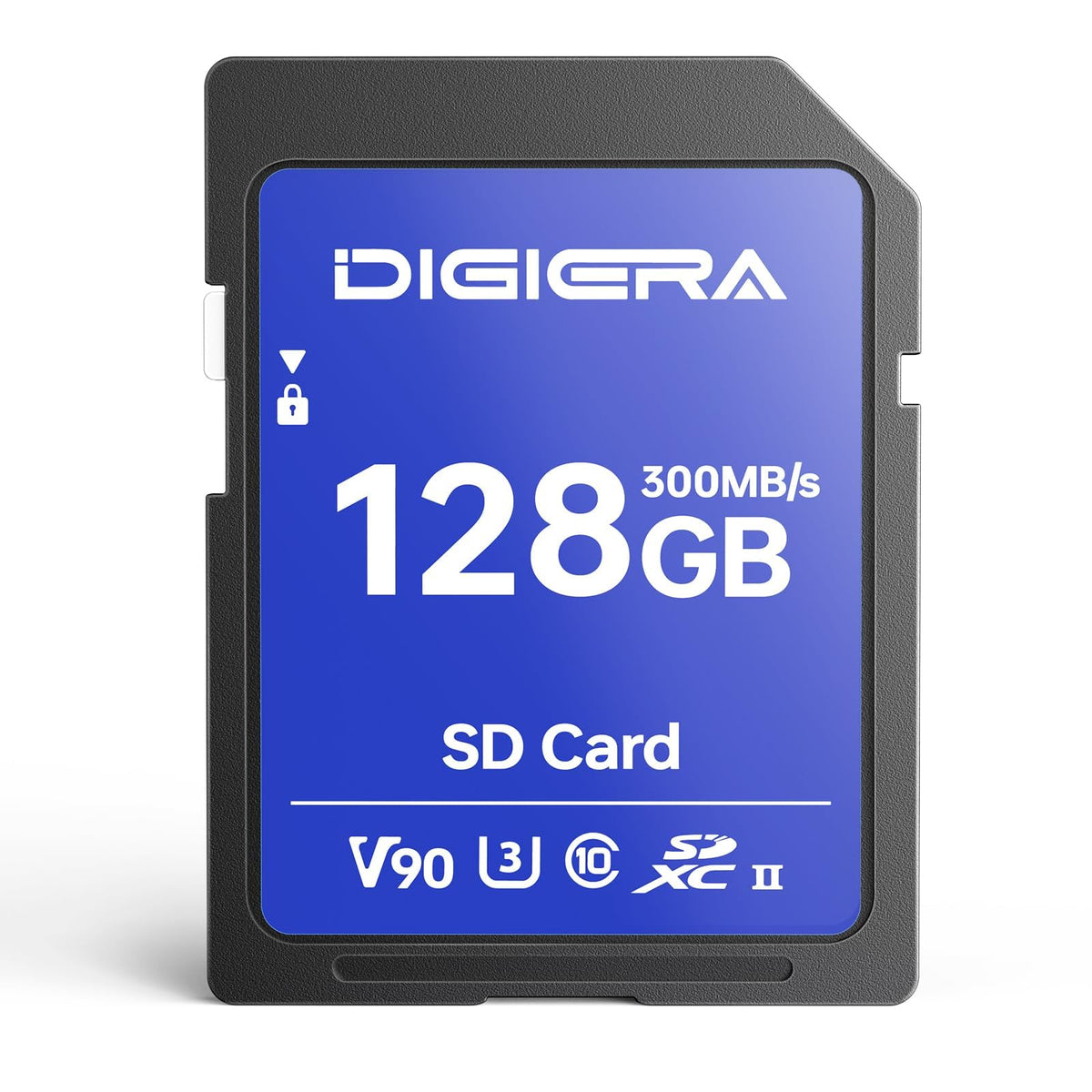 DIGIERA 128GB LSU200 SDXC UHS-II Memory Card - up to 300MB/s, C10, U3, V90, 8K, SD Card for Computers, Digital Cameras, Home Theatre Devices, Car Navigation Systems (1 Pack)