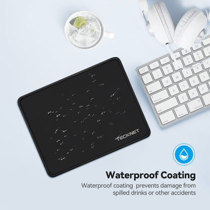 TECKNET Mouse Pad with Durable Anti-fray Stitching, Black Small Mousepad