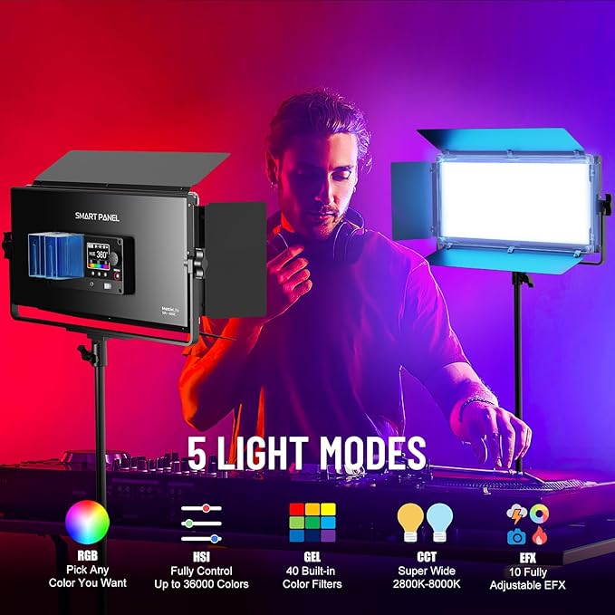 Mettlelite LS800C RGB Light Stick and Mettlelite SPL420C LED Video Light Full Color Video Light with APP Control 2800K-8000K CRI96 TLCI97 RGB CCT HSI Mode LED Light Bundle
