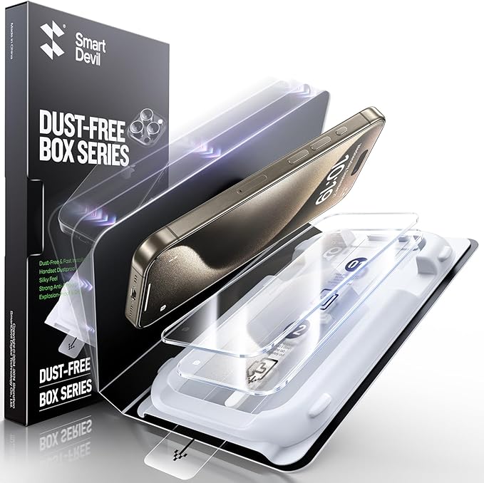 SMARTDEVIL 3 Pack Screen Protector for iPhone 13/13 Pro/14, Bubble-and-Dust-Free Box, HD Tempered Glass, Military Grade Shatterproof & Ultra Durable, Easy Installation