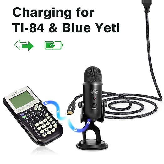 AGVEE 2 Pack 3.3ft Mini USB Cable, Braided Durable USB-A to Mini-B Charger Charging Cord for TI-84, Garmin GPS, Go-Pro Hero 4 3 2 HD, PS3 Controller, Canon Camera, Blue Yeti Microphone, Black