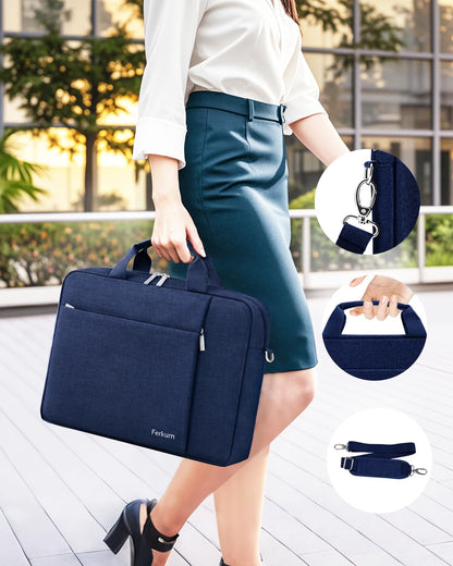 Ferkurn Laptop Bag Case for Women Men Computer Bag Compatible with HP Envy Pavilion Omen/LG Gram/MSI/Dell Inspiron XPS/Lenovo/Acer, Shoulder Strap Carrying Messenger Briefcase, Blue, 15.6 16 Inch