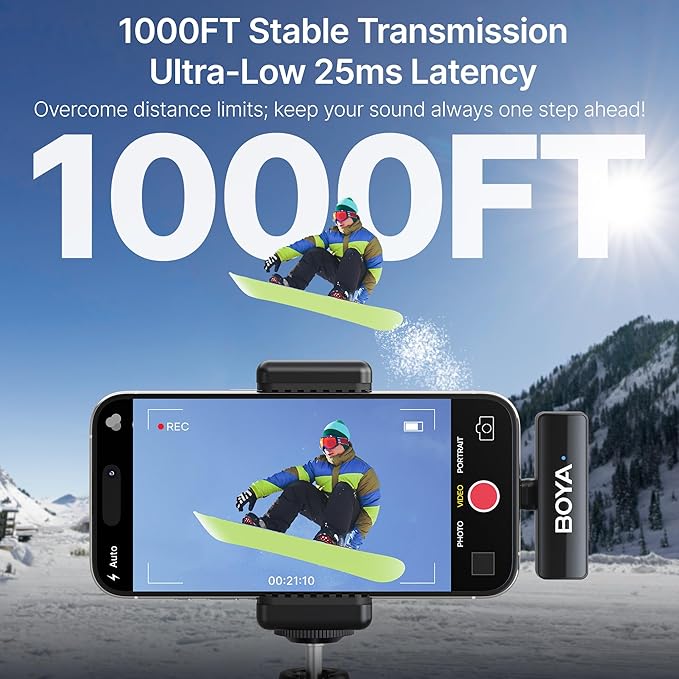 BOYA BOYALINK 2 A1 (1TX+3RX Adapter) Wireless Lavalier Microphone for iPhone Camera Android, Clip on Mic, 48 KHz 24 Bit, 6mm Mic, 1000ft, Noise Cancelling, Mini Lapel Mic USB-C/Lightning/3.5mm TRS