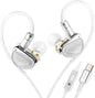 STA-K In Ear Monitor, EarAcoustic Audio HiFi Stereo Wired Earbuds, Hybrid Dual Drivers IEM Headphones, Crystal Clear Sound IEM Earphones with 2 Pin Cable for Musicians (With Microphone Usb, Silver)
