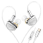 STA-K In Ear Monitor, EarAcoustic Audio HiFi Stereo Wired Earbuds, Hybrid Dual Drivers IEM Headphones, Crystal Clear Sound IEM Earphones with 2 Pin Cable for Musicians (With Microphone Usb, Silver)