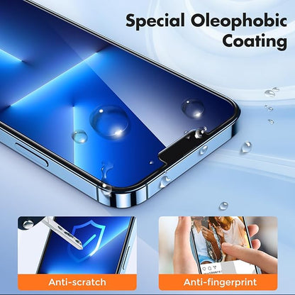 UNBREAKcable Screen Protector for iPhone 14/13/13 Pro [2-Pack] Double Shatterproof Tempered Glass [Easy Installation Frame] [9H Hardness] [99.99% HD Clear] [Bubble Free] for Apple 14/13/13 Pro 6.1''