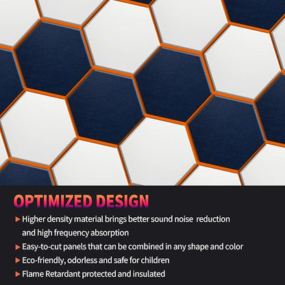 Mollywell Hexagon Acoustic Panels, High Density, Soundproofing, Decorative Noise Reduction Felt Wall Tiles for Ceilings, Home Office & Gaming Room (Dark Green), 14x12x0.4 Inch
