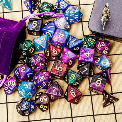 DND Dice Set 42 Pcs Polyhedral Dungeons and Dragons Rolling Dice for D&D RPG MTG Table Games Dice Bulk with Colorful Drawstring Bags and Dice Tray (Star-Tray)