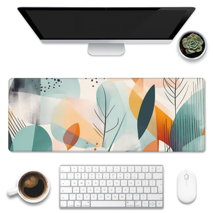 Eflxamz Desk Pad, Abstract Colorful Leaves Desk Mat, Large Gaming Mouse Pad with Non-Slip Base and Stitched Edge, 31.5"x11.8"
