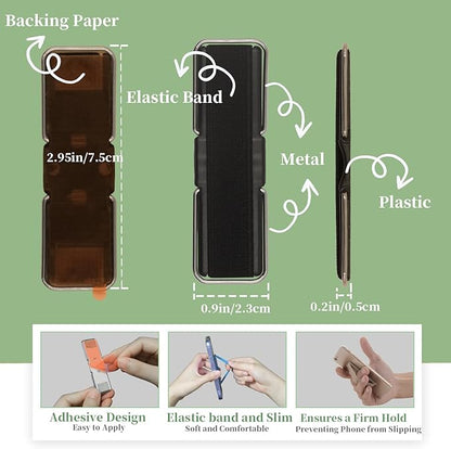 Phone Grip Strap Holder, 4 Pack Adhesive Flat Cellphone Stand Handle Kickstand Case with Elastic Finger Loop for Most Smartphones and Mini Tablets - Gold, Black, Rose Gold, Silver