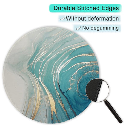 ITNRSIIET Round Mouse Pad with Stitched Edge Premium-Textured Waterproof Non-Slip Rubber Base Desktop Protection Mat Diameter 8.7 inches, Annual Ring Marbling