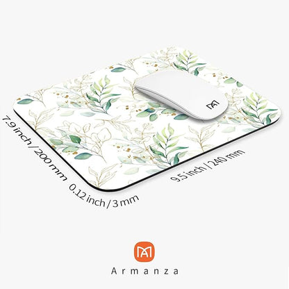 Square Mouse Pad Pretty Leaves, Personalized Premium-Textured Custom Mouse Mat Design, Washable Mousepad Cloth, Non-Slip Rubber Base Computer Mouse Pads for Wireless Mouse