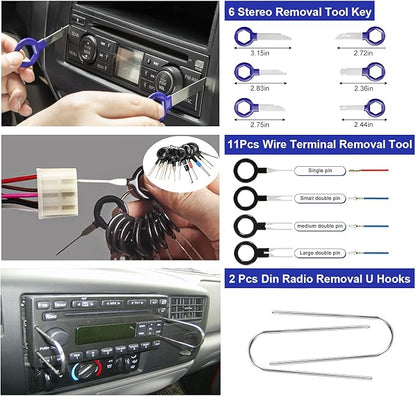 Trim Removal Tool Kit 250Pcs Car Removal Tool Kit Pry Tool Set Auto Clip Pliers Panel Door Radio Dash Window Bumper Adhesive Cable Clips Retainer Clip Set Terminal Removal Tool Set Fastener Remover