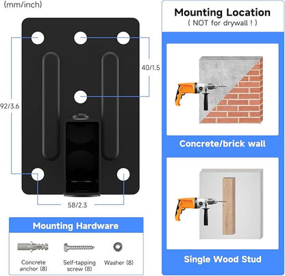 Suptek Speaker Wall Mounts - Dual Speaker Stands for Surround Sound, Universal Bracket, Tilt Swivel Shelves Up to 55lbs (Black, 2 Pack)