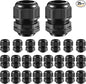 25 PCS 1"(17-25mm) NPT Nylon Cable Gland Joints with Gaskets, IP68 Adjustable Lock Nut Strain Relief Cord Grip Waterproof Cable Glands - UL Listed and RoHS Compliant