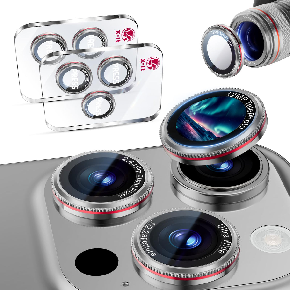 X-it 2-Pack Camera Lens Protector for iPhone 17/16/16 Plus, [Shatterproof & Impact Resistant] 9H High-Alumina Tempered Glass, Anti-Scratch, Dustproof, Strong Adsorption, Case Friendly, Ultra HD Clear