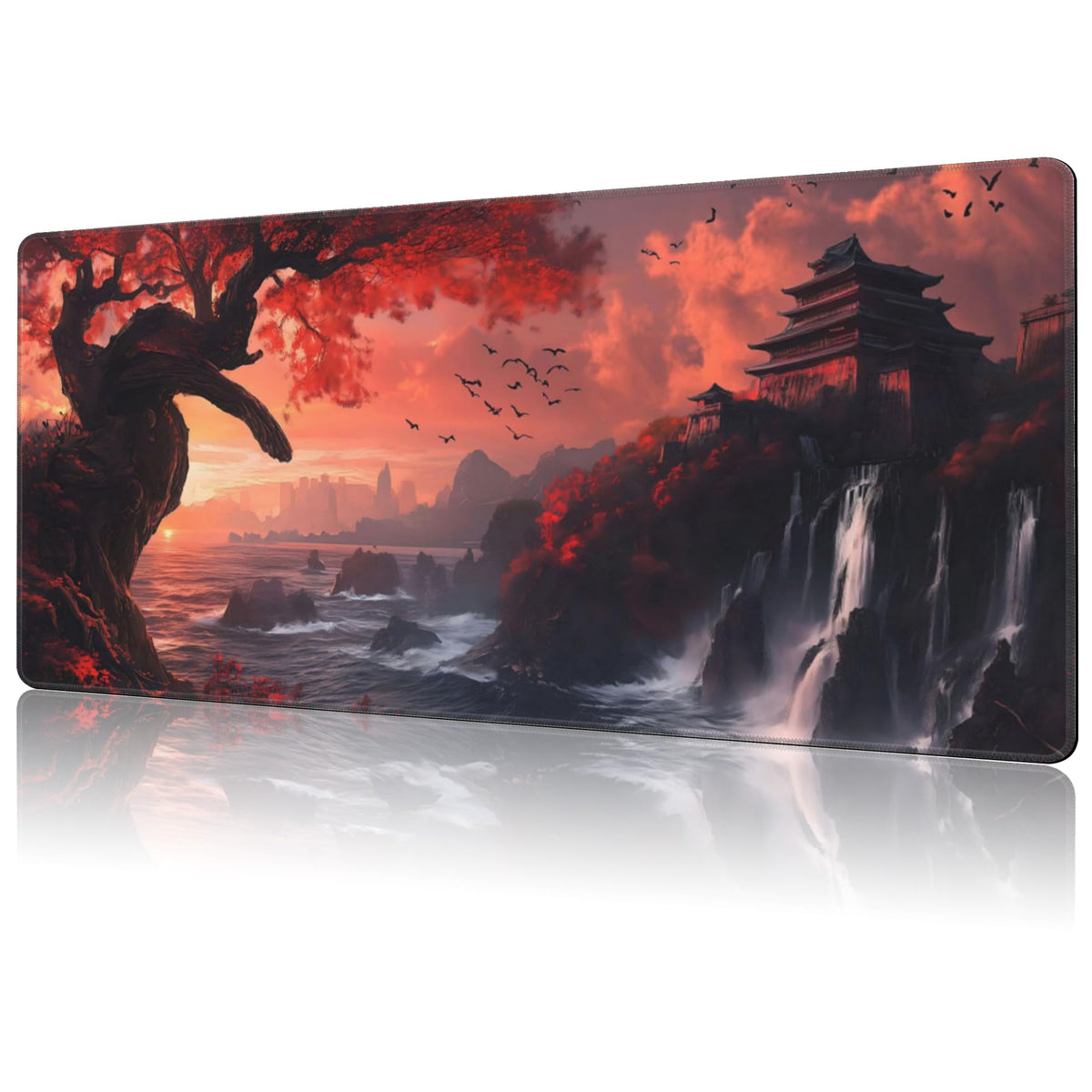 NIYLYNSYN Mouse Pad Large Liquid Marble Non-Slip Gaming Desk Mat with Stitched Edge Laptop Keyboard Desk Pad for Work Home Gaming (35.4 x 15.7 Inches)